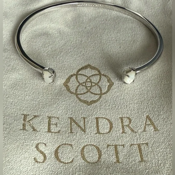 Kendra Scott Edie Cuff Bracelet Silver tone with Opal stones - Picture 1 of 5